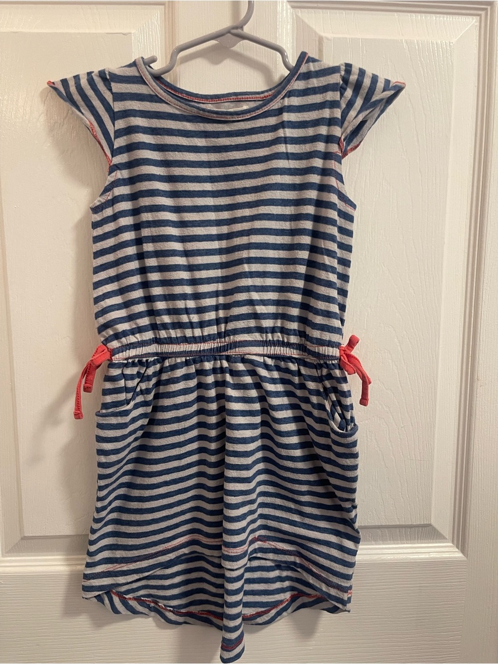 Tucker + Tate Navy and White Striped Dress with Coral Tie Accents